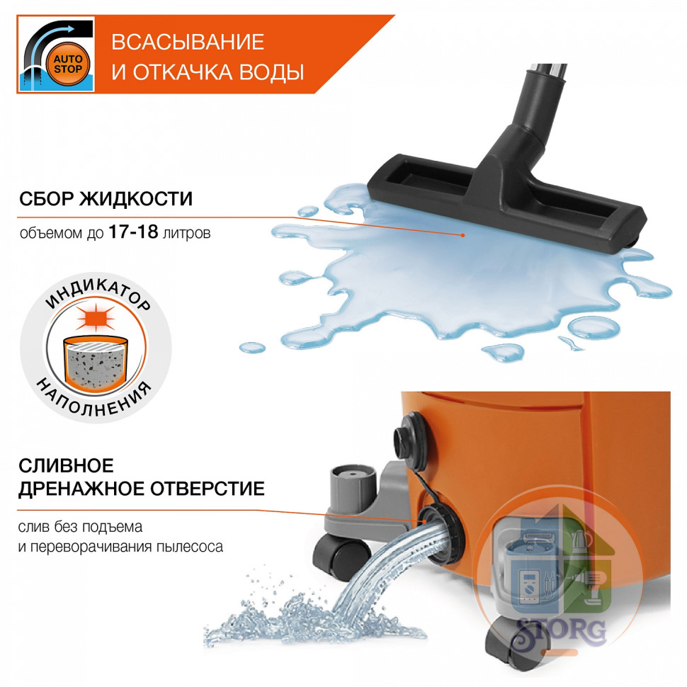 Пылесос строительный универсальный DAVC 2500SD DAEWOO