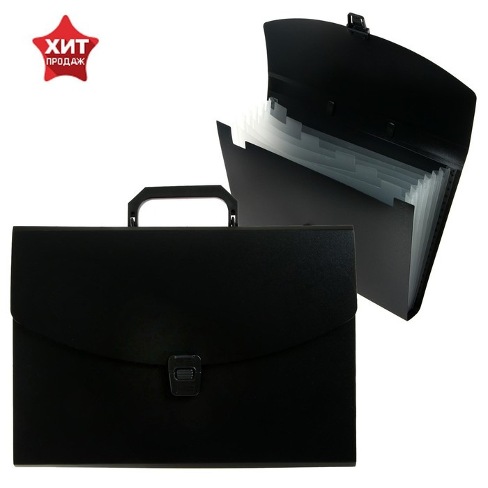 Папка-портфель А4 6отд Calligrata 700мкм  черный 6973542