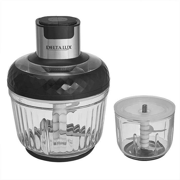 Измельчитель DELTA LUX DE-7403, 2 ЧАШИ СТЕКЛО 2,5/0,3л, 850Вт,ДВОЙНОЙ НОЖЕВОЙ БЛОК Измельчитель DELTA LUX DE-7403, 2 ЧАШИ СТЕКЛО 2,5/0,3л, 850Вт,ДВОЙНОЙ НОЖЕВОЙ БЛОК