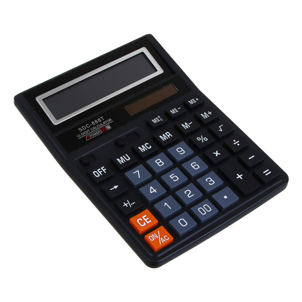 Калькулятор ClipStudio 12-разр, 888, 18,8х14,4 см, пластик, цвет черный, цвет.коробка