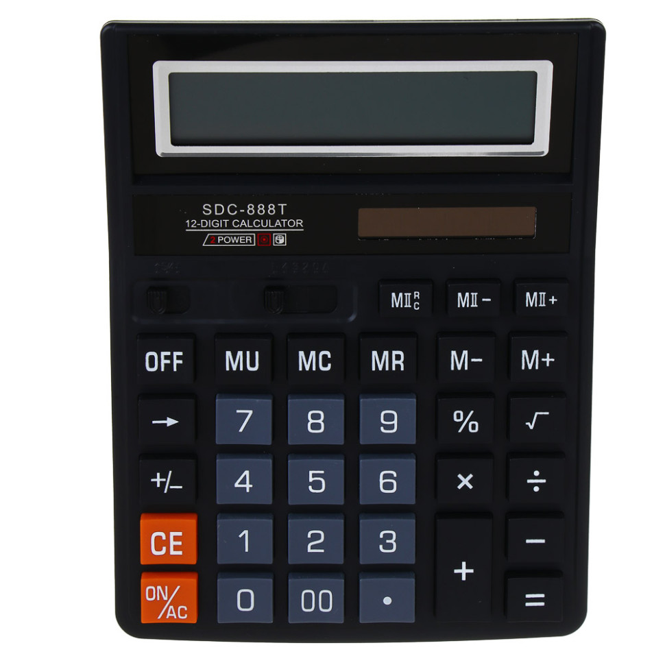 Калькулятор ClipStudio 12-разр, 888, 18,8х14,4 см, пластик, цвет черный, цвет.коробка