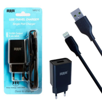 СЗУ MRM MR21i 5V2,4A 1USB + кабель Lightning 1,2mm Black