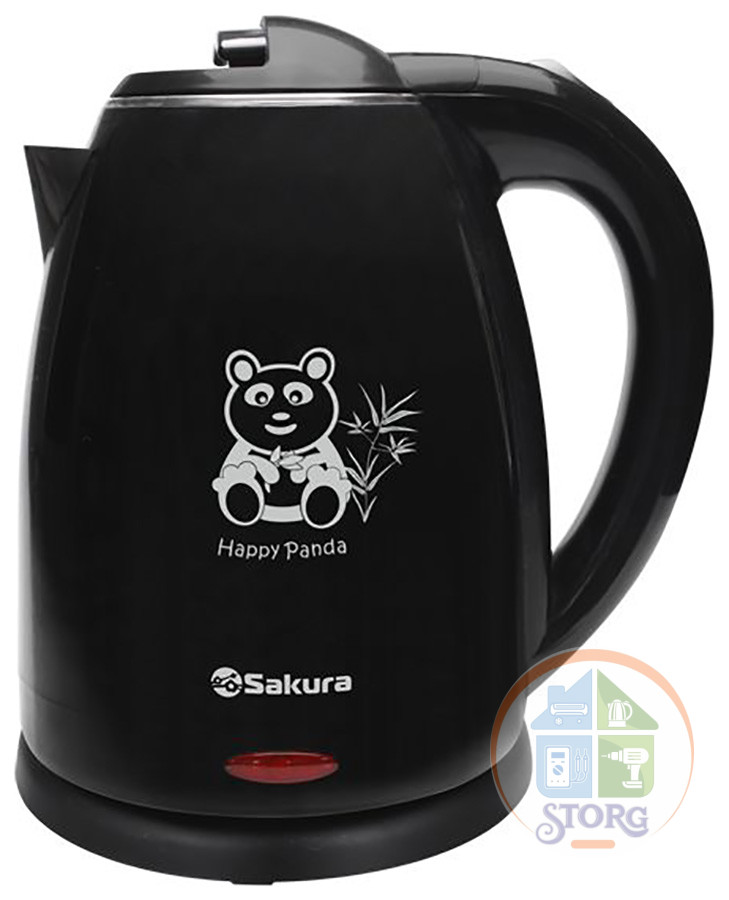 Чайник электрический SAKURA SA-2138BK (Черный; Объем 1.8л; Мощность 1800Вт; Нерж.сталь/Пластик)