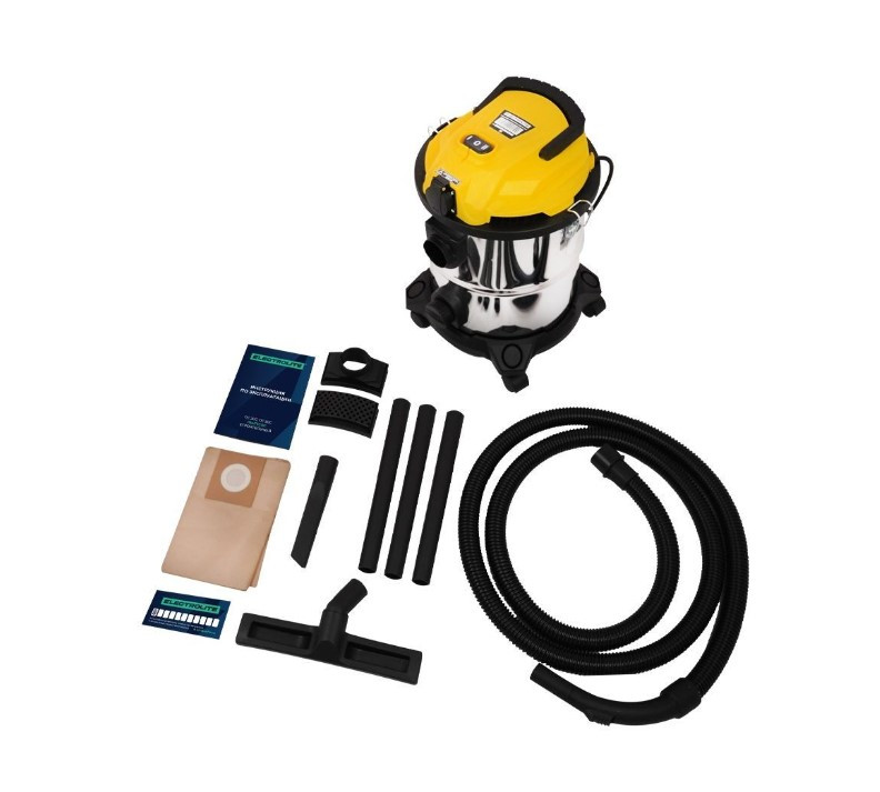 Пылесос строительный ELECTROLITE ПС 20С, 1500Вт, 220В, бак 20л мет., рукав 3м, вес 7,1кг
