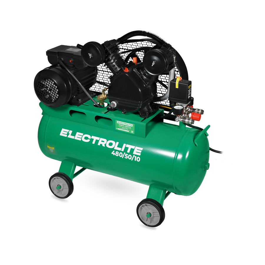 Компрессор воздушный ELECTROLITE 480/50/10 (2-х цилиндр., 2900об/мин, 2,2кВт, 50л, 10бар. 480л/мин)