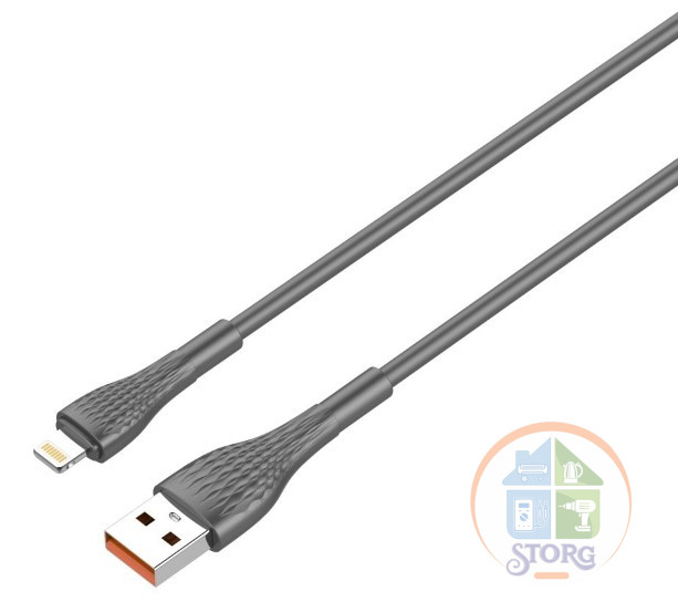 LDNIO LS671/ USB кабель Lightning/ 1m/ 30W/ медь: 86 жил/ Силиконовая оплетка Silicone / Gray