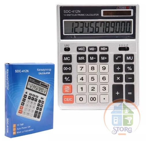 Калькулятор настольный SDC-412N (12разрядов,150х200мм.солнечная батарея / батарейка AA)