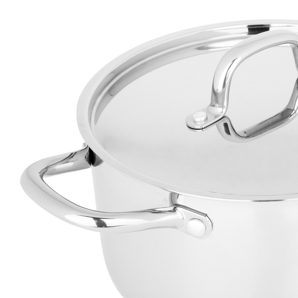 Кастрюля нерж.сталь BY COLLECTION Промо, 24х14,5см, 6,3л, с нерж. крышкой, индукция, 18/10