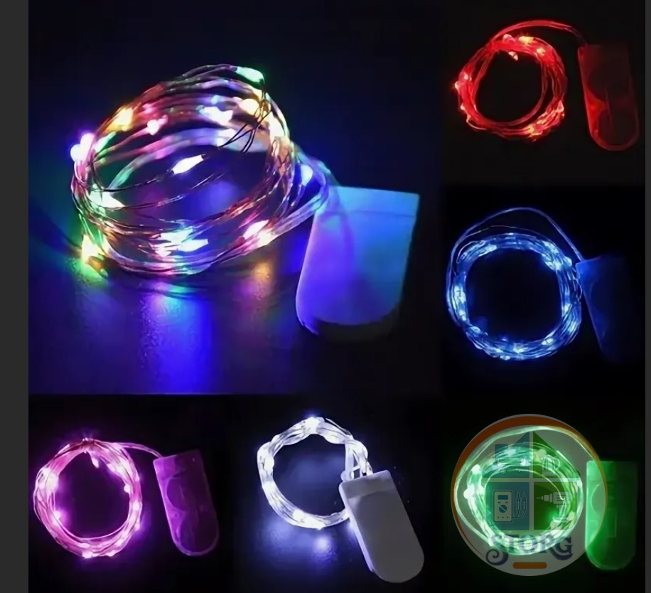 Гирлянда светодиодна S-TORG РОСА-ОГОНЬ 30 led от батареек 2032 3м ( Разноцвет ) Супер Яркая