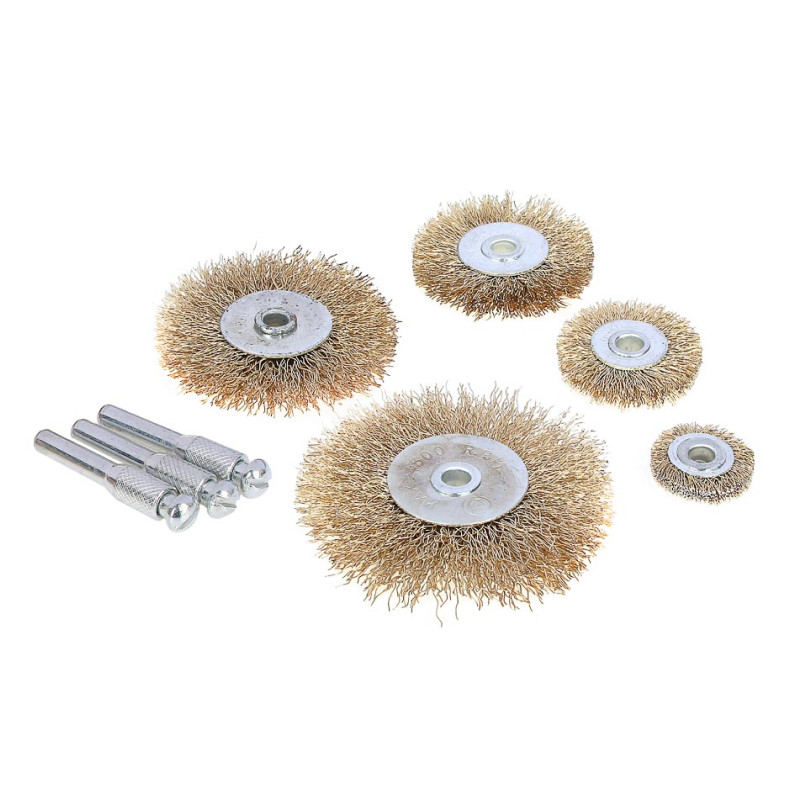 Набор щеток металл со шпильками ЕРМАК 5 пр (25,38,50,63,75мм -плоские)