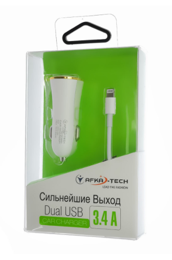 АЗУ Afka-Tech AC28 1USB 5V/1A + кабель Lightning 1m
