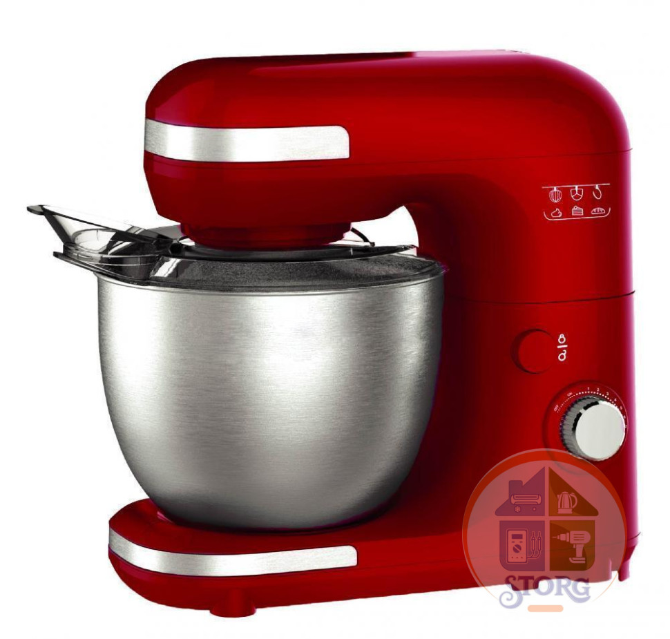 Миксер планетарный KELLI KL-5120, красный, 1200Вт, чаша 5л, 7 скоростей, съемные насадки