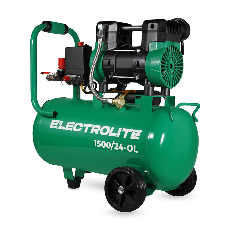 Компрессор безмасляный воздушный ELECTROLITE 1500/24-OL (220В, 50Гц, 1,5кВт, 240л/мин, 24л, 8бар)