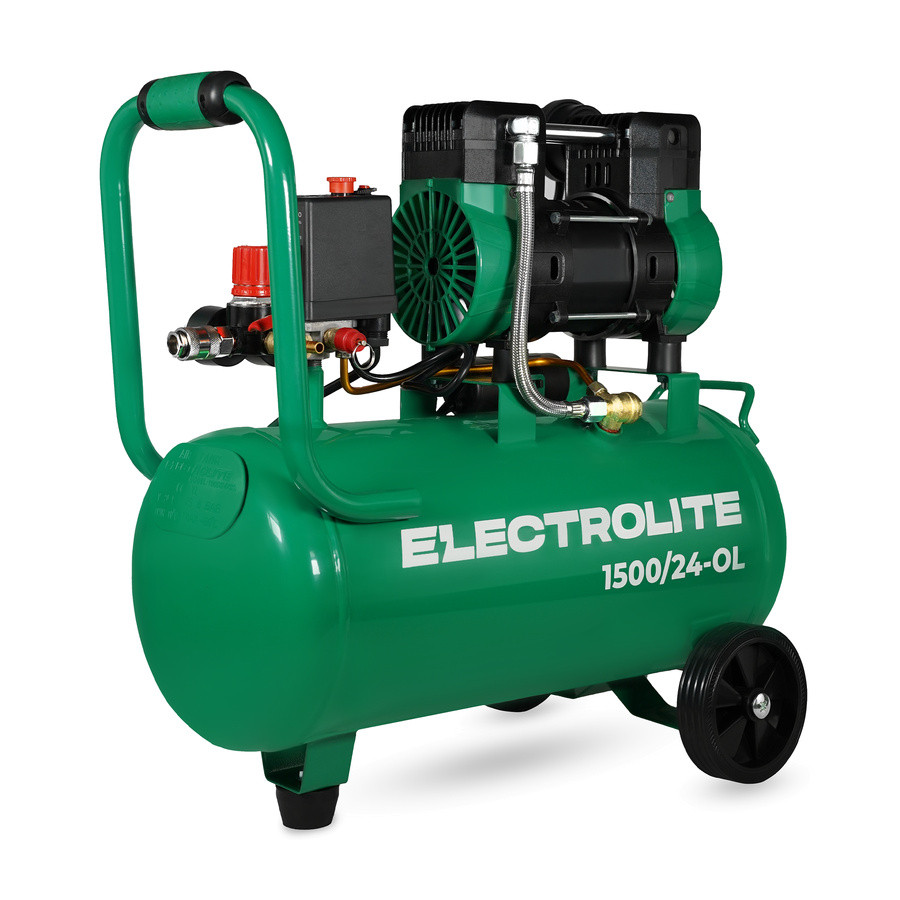 Компрессор безмасляный воздушный ELECTROLITE 1500/24-OL (220В, 50Гц, 1,5кВт, 240л/мин, 24л, 8бар)