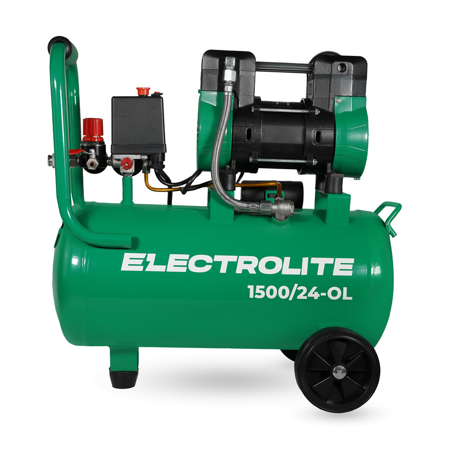 Компрессор безмасляный воздушный ELECTROLITE 1500/24-OL (220В, 50Гц, 1,5кВт, 240л/мин, 24л, 8бар)