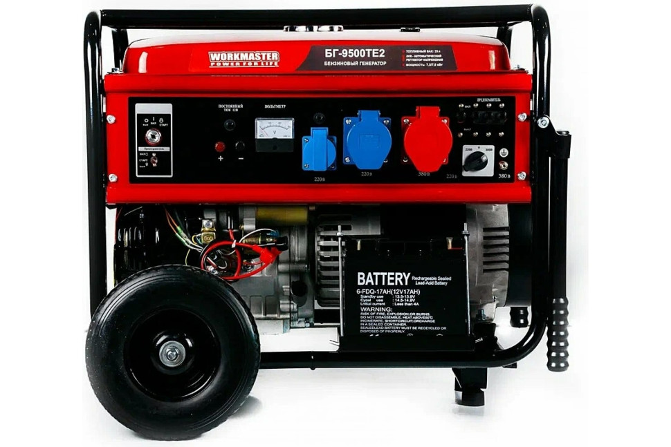 Генератор бензиновый БГ-9500ТЕ2 WorkMaster,3 фазы, 7500Вт, МЕДНАЯ ОБМОТКА, двигатель Honda