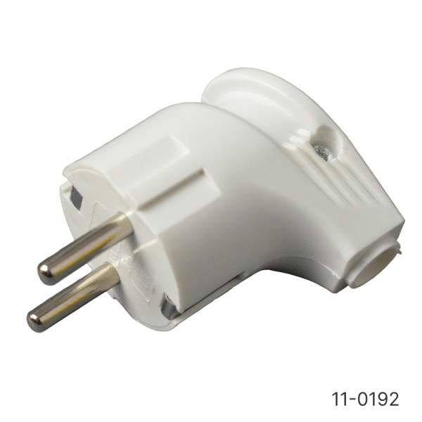 Вилка угловая электрическая SPARTUM YK206W с заземлением термопластик 250V/16A Белый (30шт)