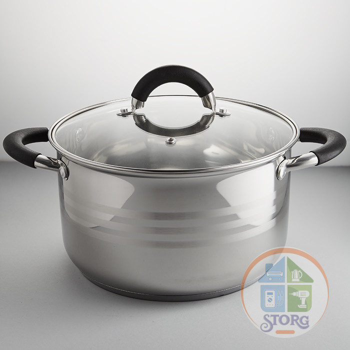 Кастрюля WEBBER BE-197/2 (Диаметр 20см; Объем 4.0л; Нерж.сталь; Стекл.крышка)
