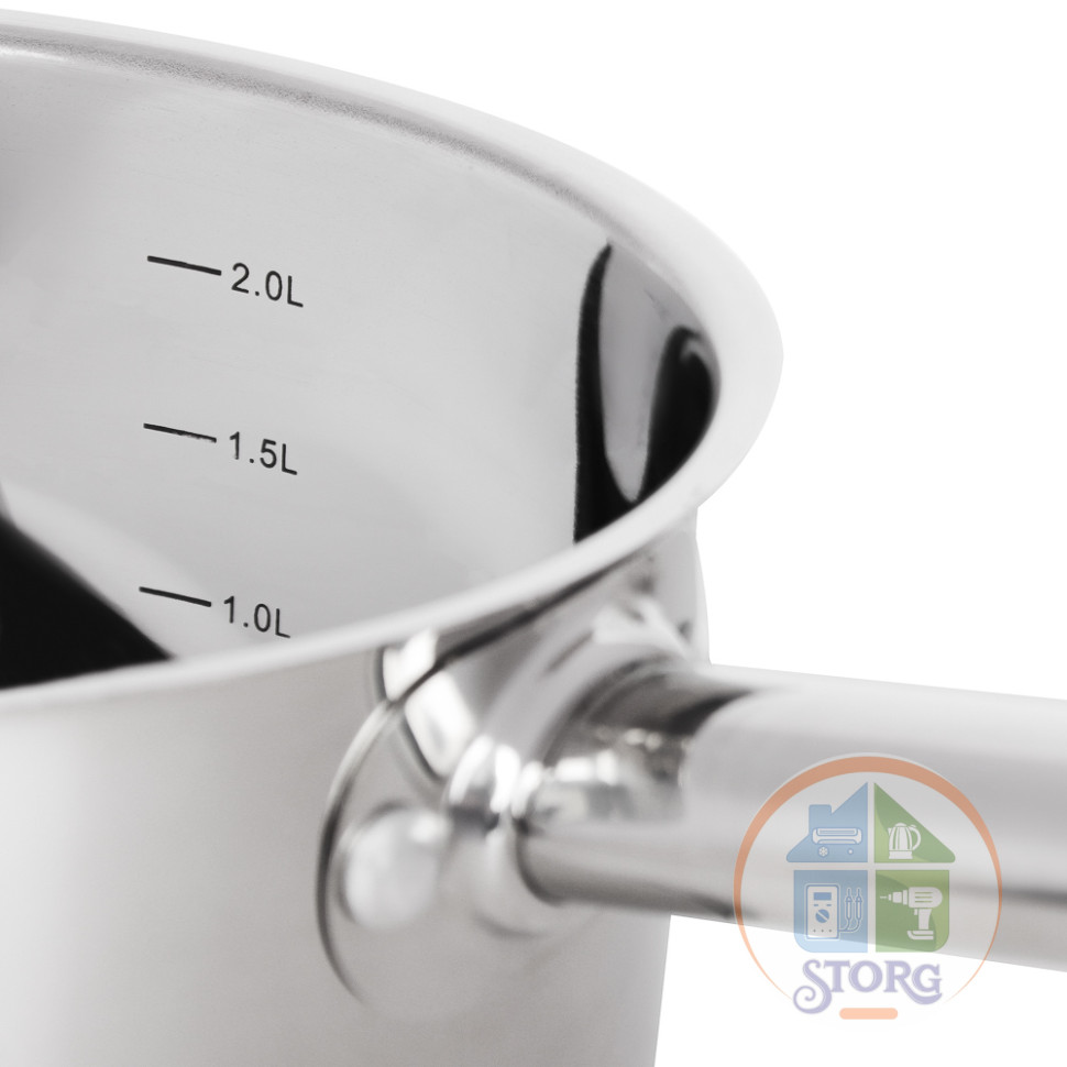 Ковш Ivlev Chef Royal 16х9см 1,8л, со стекл. крышкой, индукция, нерж.сталь 18/10
