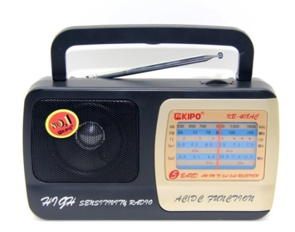 Радиоприемник KIPO KB-408AC (ORIG) ( FM, УКВ, СВ, КВ, питание от сети и бат.R20 , AUX)