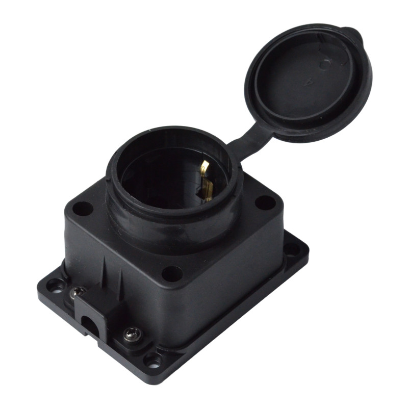 Колодка электрическая SPARTUM YK401P одинарная каучуковая с заземлением 250V/16A IP44 Черный (10шт)