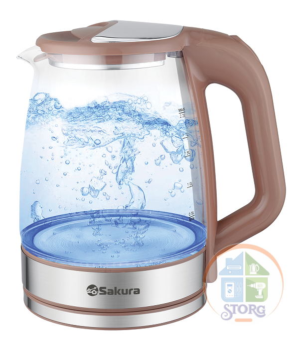 Чайник электрический SAKURA SA-2722BR, бежевый, 2.2л, 1500Вт, индикатор откл без воды