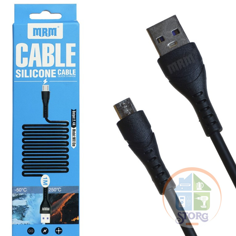 Кабель Silicone USB MRM MR10m  Micro 1000mm (black) силиконовый