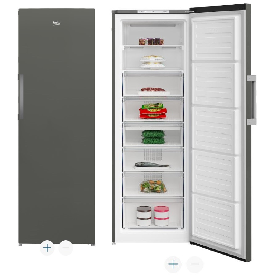 Морозильная камера Beko B1RFNK312G, Серый, 275л, 6 ящиков, 185х59.5х65 см