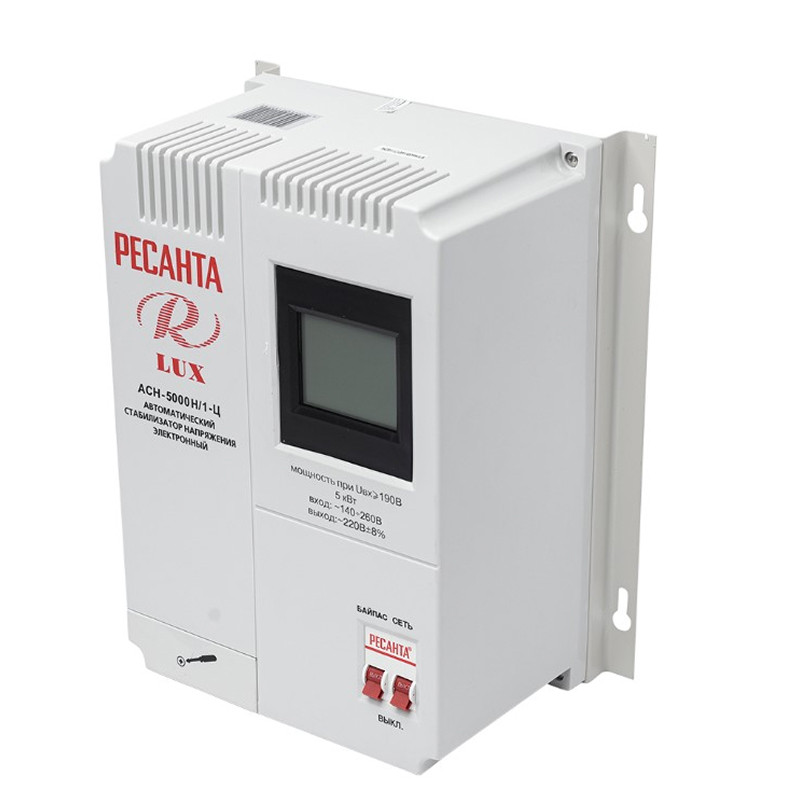 Стабилизатор напряжения релейный Ресанта LUX АСН-5000 Н/1-Ц ( настенный, 5000Вт, 1-фазный,LCD дисп)
