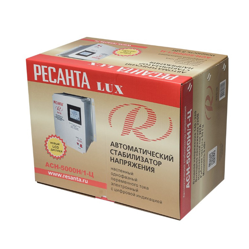 Стабилизатор напряжения релейный Ресанта LUX АСН-5000 Н/1-Ц ( настенный, 5000Вт, 1-фазный,LCD дисп)