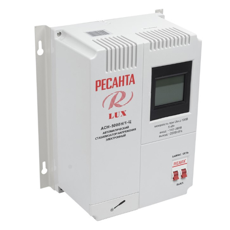 Стабилизатор напряжения релейный Ресанта LUX АСН-5000 Н/1-Ц ( настенный, 5000Вт, 1-фазный,LCD дисп)