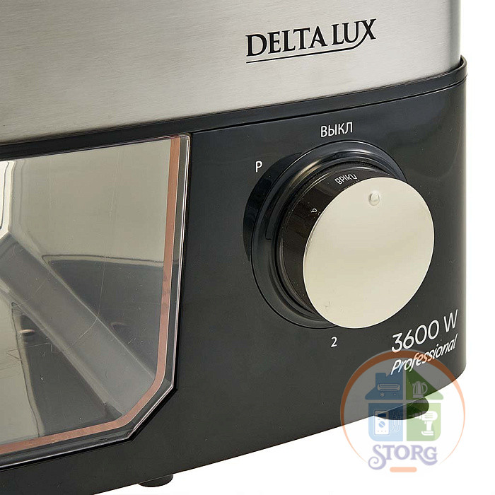 Мясорубка электрическая DELTA LUX DE-602MS, черная нерж, НАСАДКА ДЛЯ ТОМАТА,  3600Вт, 2.5 кг/мин