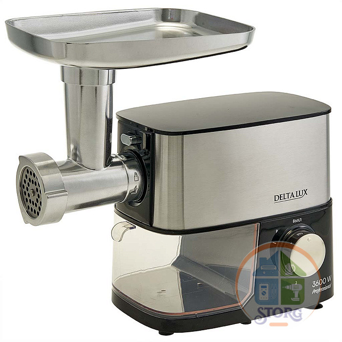Мясорубка электрическая DELTA LUX DE-602MS, черная нерж, НАСАДКА ДЛЯ ТОМАТА,  3600Вт, 2.5 кг/мин