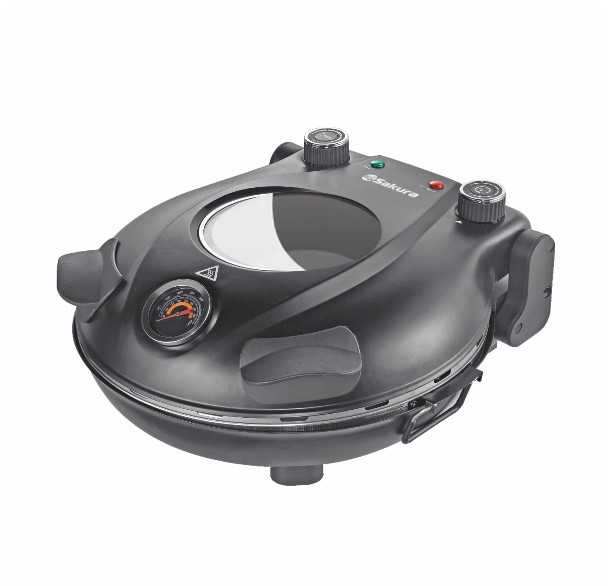 Мини-духовка (пицца-мейкер) SAKURA SA-7029TWB,  1200Вт, керам. камень, терм, смотр.окно