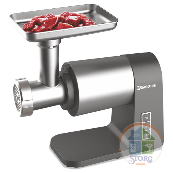 Мясорубка электрическая SAKURA SA-6425G Premium, 2400Вт, реверс, насадка для колбас/кеббе