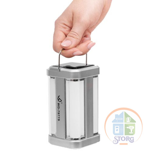 Кемпинговый фонарь ИСКРА WD-7977S SILVER, 2 Режима свечения, Солнечная батарея