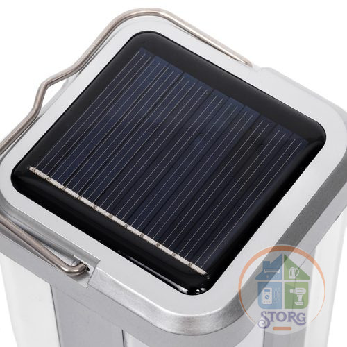 Кемпинговый фонарь ИСКРА WD-7977S SILVER, 2 Режима свечения, Солнечная батарея