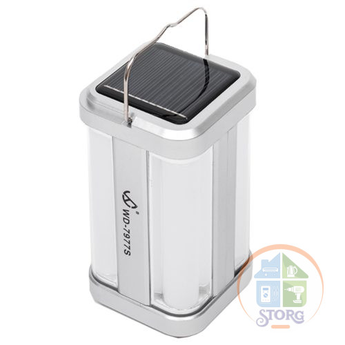 Кемпинговый фонарь ИСКРА WD-7977S SILVER, 2 Режима свечения, Солнечная батарея