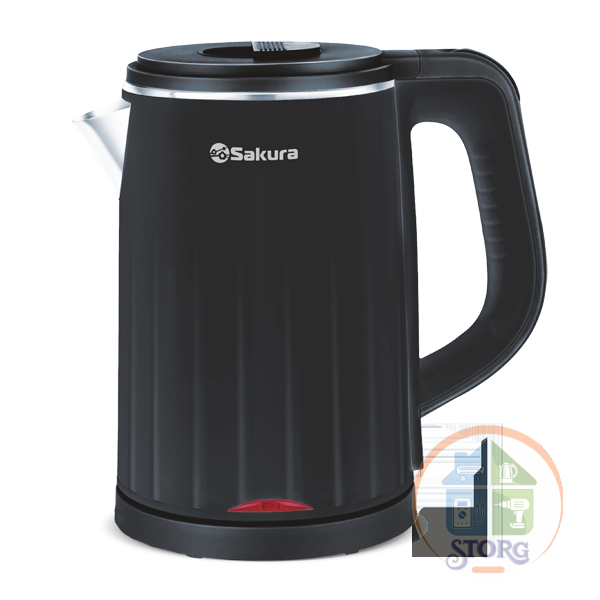 Чайник электрический SAKURA SA-2155BK (Черный; Объем 1.2л; Мощность 1800Вт; Нерж.сталь;Нагр.эл.диск)