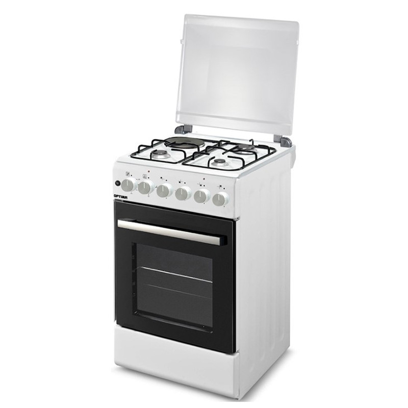 Плита комбинированная OPTIMA FS-1356, 2600 Вт, 3 газ/1 эл.конфорки, эл.духовка, 50*60, Белый