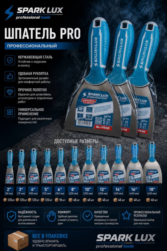 Шпатель Spark Lux PRO 3* 75мм (120шт) Шпатель Spark Lux PRO 3* 75мм (120шт)