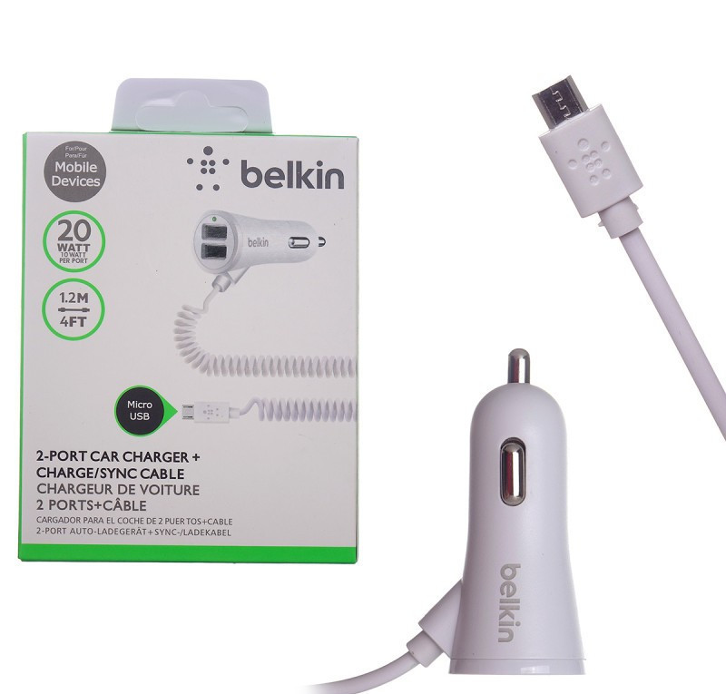 АЗУ BELKIN 20W 5V/2,1A 2USB + кабель Micro 1,2m VITOI (White)