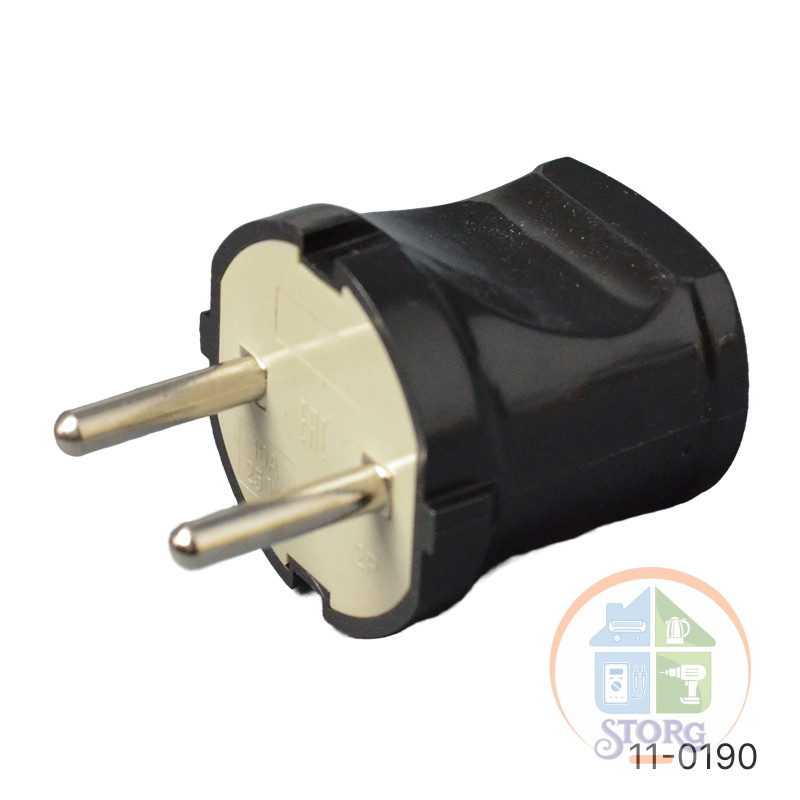 Вилка электрическая YK205B термопластик 250V/10A (черный) (50шт)