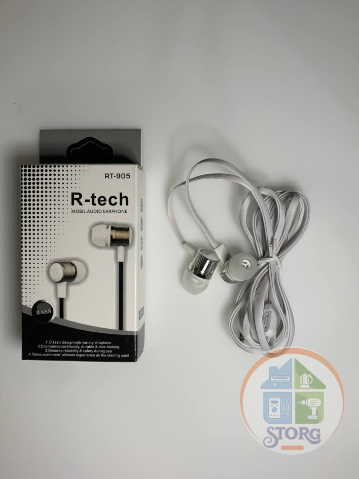 Вакуумные внутриканальные наушники R-Tech RT-905 (Белый)