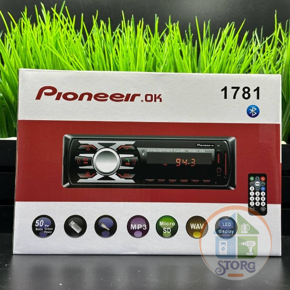 Автомагнитола Pioneeir.ok  LED-1781 4*50Вт/ 1USB/BT/TF/FM/ISO/2RCA