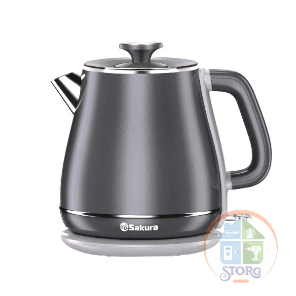 Чайник электрический  SAKURA SA-2186G Объем 1.8 л, 1500-1800 Вт, дисковый нагревательный элемент, двухслойный корпус: нержавеющая сталь