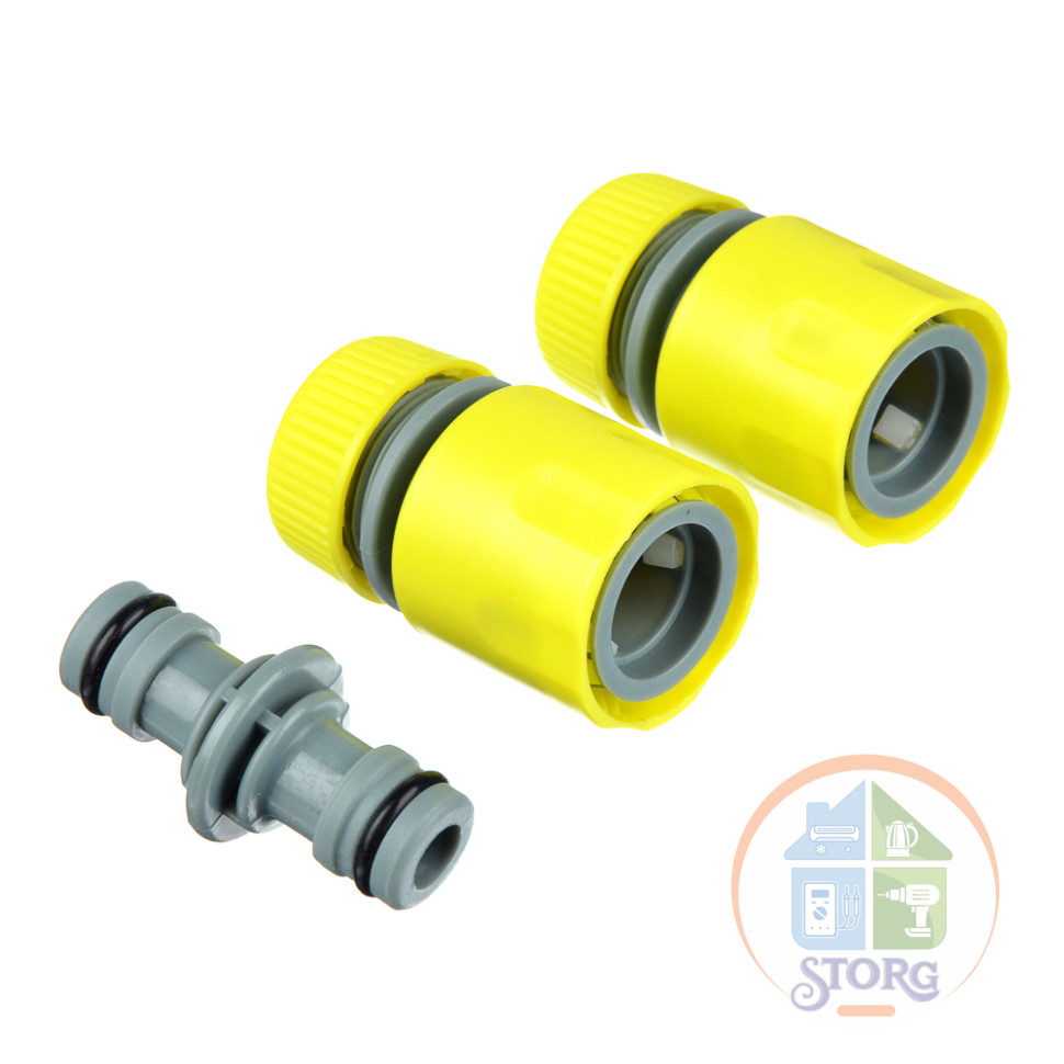 Набор для полива d1/2" INBLOOM (коннектор-1шт., коннектор с аквастопом-1шт., двойник-1шт.), ПП