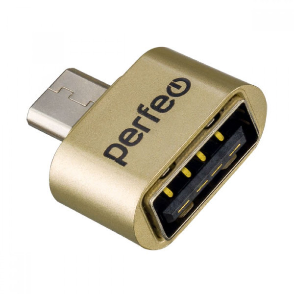 Perfeo adapter USB на micro USB c OTG (PF-VI-O011 Gold) золотой