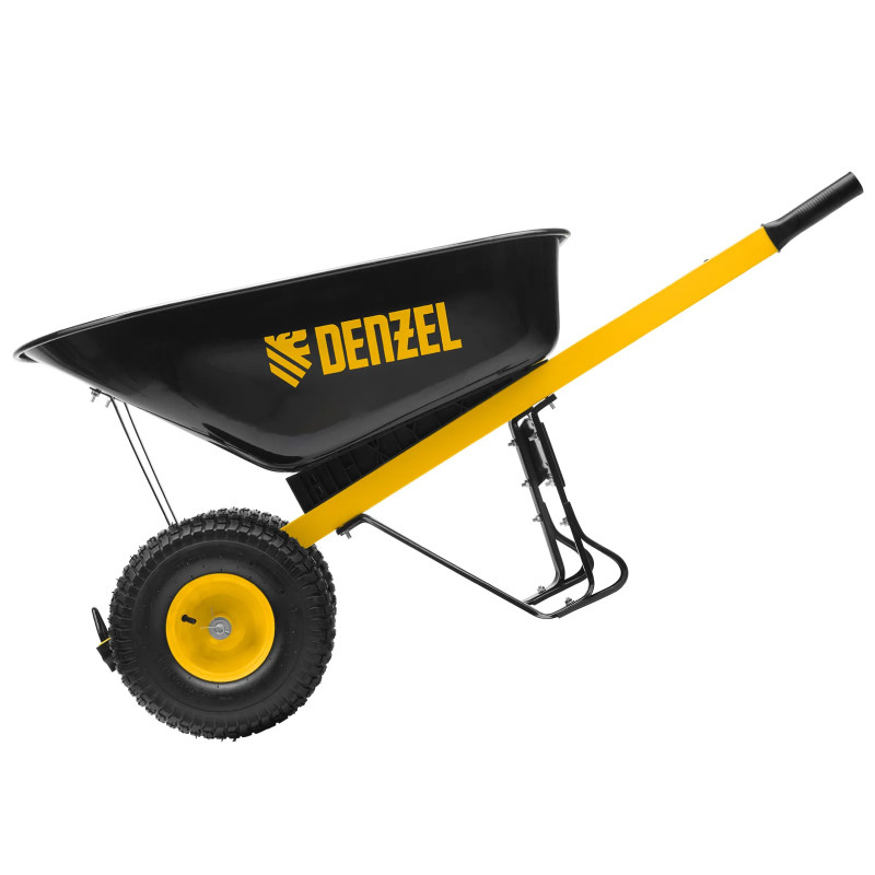 Тачка строительная Denzel, усиленная, объем 140 л, 250 кг, двухколесная, колесо 15х6.00-6 Тачка строительная Denzel, усиленная, объем 140 л, 250 кг, двухколесная, колесо 15х6.00-6