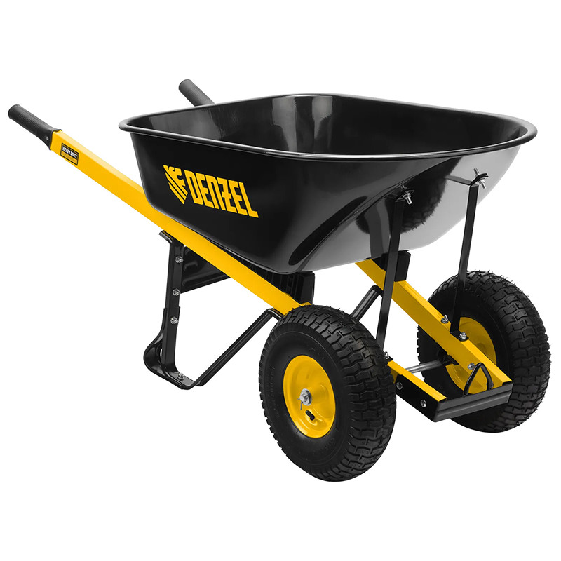 Тачка строительная Denzel, усиленная, объем 140 л, 250 кг, двухколесная, колесо 15х6.00-6 Тачка строительная Denzel, усиленная, объем 140 л, 250 кг, двухколесная, колесо 15х6.00-6